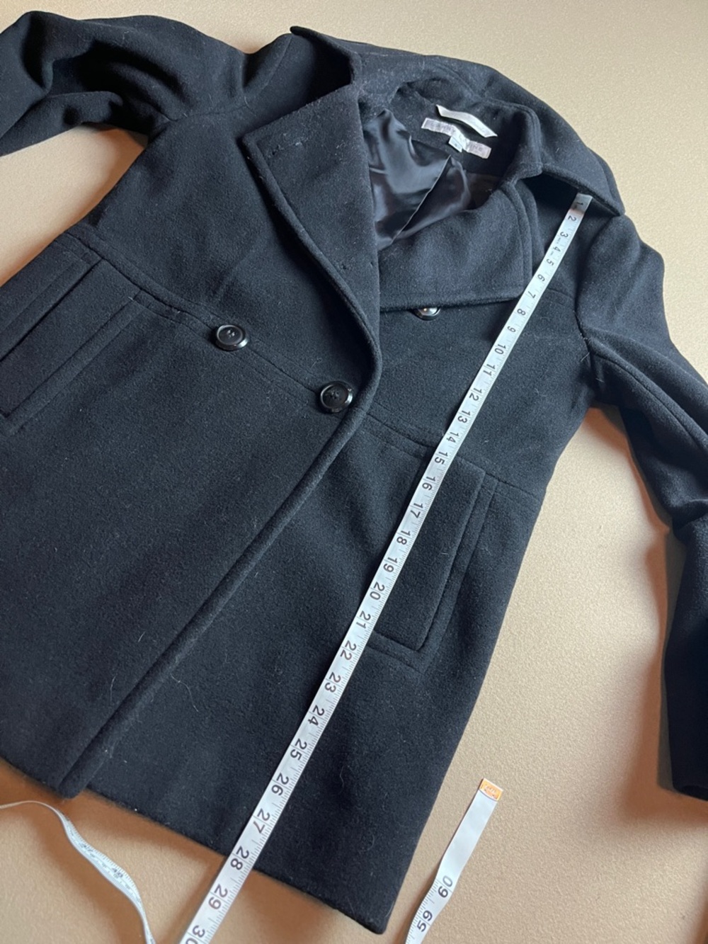 Larry Levine Double Breasted Wool Blend Black Pea Coat - 4 - Picture 9 of 9